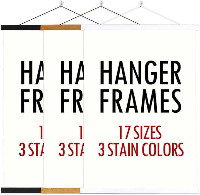 Ywlake Magnetic Poster Hanger, 20x28 20 x 30 20x24 Poster Frame Wood Wooden Magnet Print Posters Dowel Scroll Hanger Hangers Hanging Kit for Walls Map Canvas Artwork (White, 20")