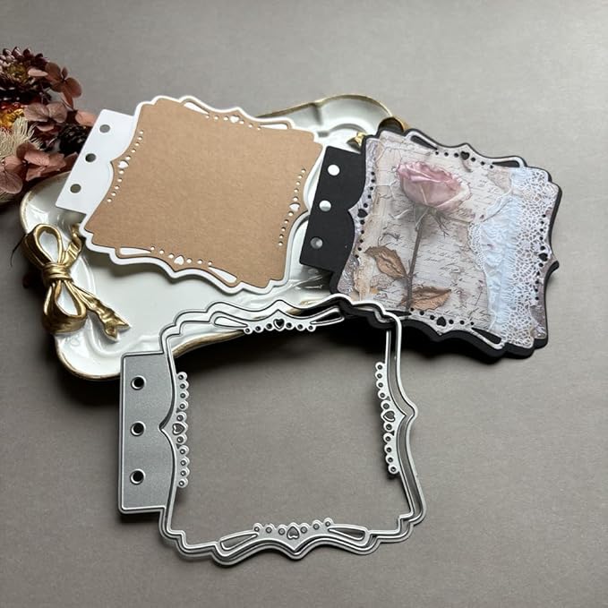 Square Framed Loose-Leaf Die Cuts for Card Making, Vintage Cutting Dies DIY Album Scrapbooking Decor Paper Craft Metal Die Cuts Party Wedding Decorations
