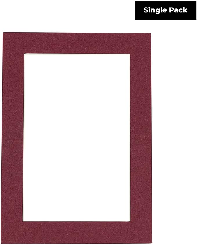6x8 Mat for 8x10 Frame - Precut Mat Board Acid-Free Maroon 6x8 Photo Matte Made to Fit a 8x10 Picture Frame, Premium Matboard for Family Photos, Show Kits, Art, Picture Framing, Pack of 1 Mat