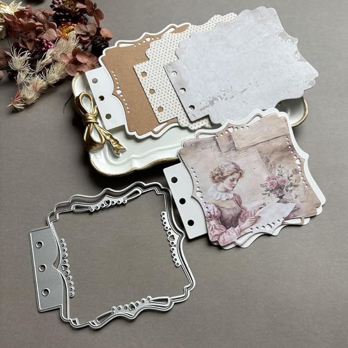 Square Framed Loose-Leaf Die Cuts for Card Making, Vintage Cutting Dies DIY Album Scrapbooking Decor Paper Craft Metal Die Cuts Party Wedding Decorations