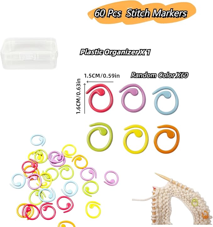 Hilsayum Multicolor Stitch Markers Knitting Stitch Rings Mini Size Crochet Markers Knitting Tool for Sewing Weaving