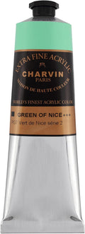 Charvin Extra Fine Professional Acrylic Paint - Green of Nice, 150ml Tube, Triple-Milled, Lightfast Pigments, Open Stock Artist Acrylic Paints in Nature-Inspired Hues