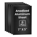 GCGOODS 6 Pcs 7 x 5 inch Anodized Aluminum Sheet Set, Metal Blanks for Laser Engraving, Engraving Plates for Crafting, Decoration, DIY, Black Colors