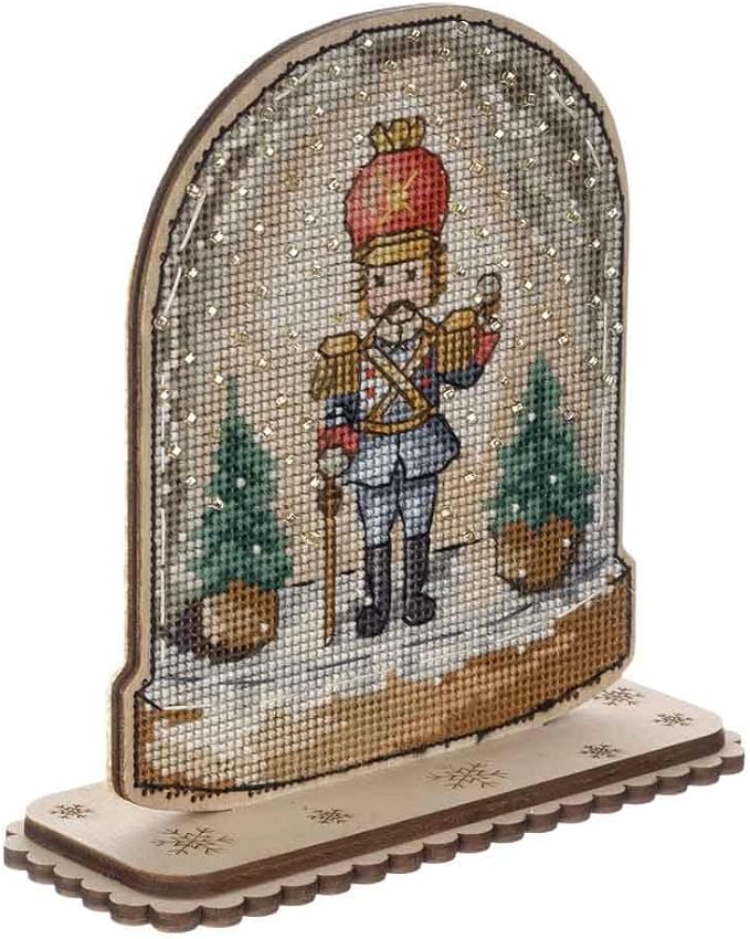 Wizardi Christmas Soldier Cross-Stitch kit on Wood FLW-048 Wonderland Crafts
