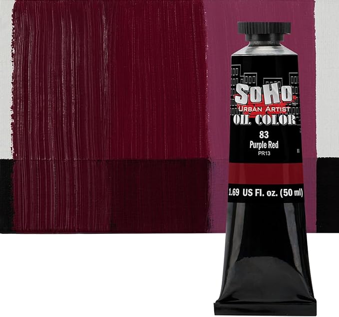 Soho Urban Artist Oil Paint - Purple Red, 50 ml Tube - Best Valued Oil Colors for Painting, Excellent Pigment Load