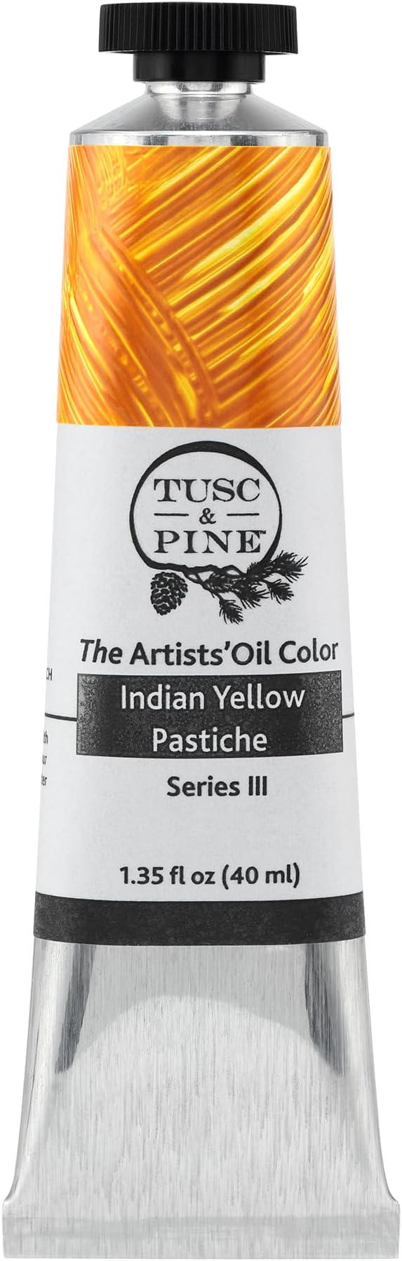 Tusc & Pine Artist Oil Paint - Indian Yellow Pastiche, 40 ml, Non-Yellowing, Rich & Creamy Consistency, Maximum Pigment Load, Small Batch Milled Oil Paints Made in the USA for Professional Artists