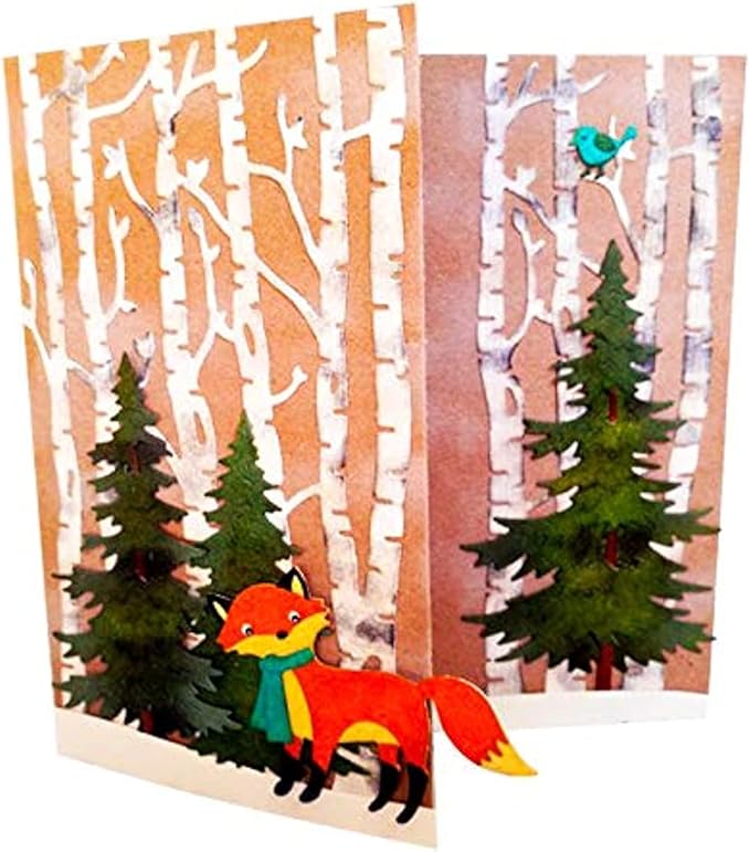 Lapoo Metal Cutting Die for Scrapbooking, 3D Backgrounds Frame New Cutting Dies DIY Album Card Making Decor Paper Craft Metal Die Cuts Party Wedding Decorations (Forest 3.6 x 6 in)