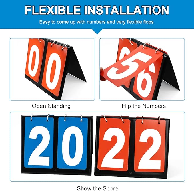 Portable Table Top Scoreboard Flipper, Multi Sports Score Flip Scoreboard Score Keeper