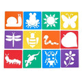 Colorations Garden Stencils, 12 Garden Designs, Made from Washable Plastic, 8 inches Each, Jumbo Size, Sturdy Stencils, Great for Creating Art, Kids Stencils, Stencils for Children