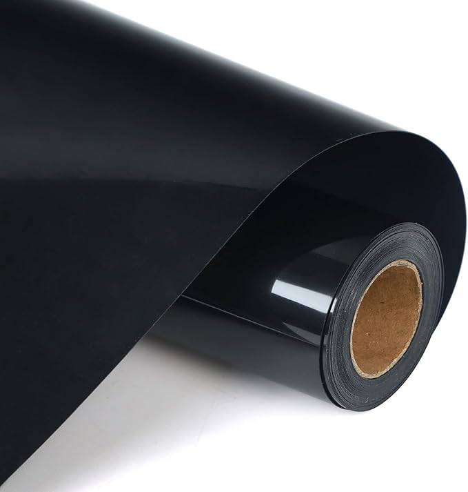 RENLITONG Black HTV Iron on Vinyl 12Inch by 10ft Roll Heat Transfer Vinyl for T-Shirt HTV Rolls for All Cutter Machine - Easy to Cut & Weed for Heat Transfer Design