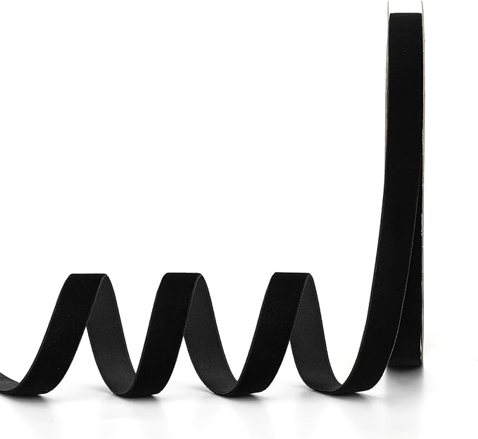 Black Velvet Ribbon,5/8" W x 20Yd Single Face,Great for Gift Wrapping,Hair Bows,Handmade Craft and Christmas,Wedding Decoration (5/8" Black)