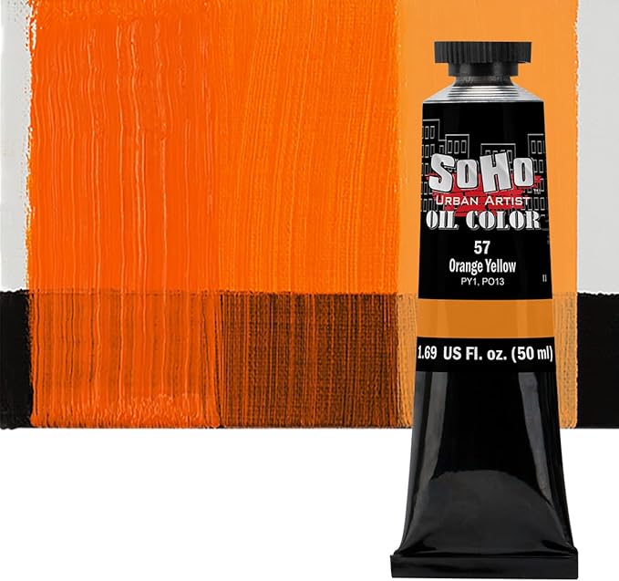 Soho Urban Artist Oil Paint - Orange Yellow, 50 ml Tube - Best Valued Oil Colors for Painting, Excellent Pigment Load