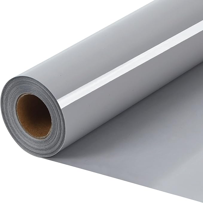 RENLITONG Grey HTV Iron on Vinyl 12Inch by 10ft Roll Heat Transfer Vinyl for T-Shirt HTV Rolls for All Cutter Machine - Easy to Cut & Weed for Heat Transfer Design