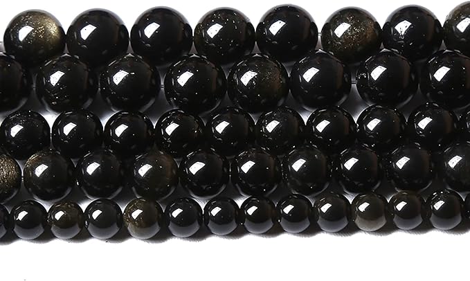 AAA Natural Gold Obsidian Gemstone Beads Energy Healing Power Stones Round Loose Beads for Jewelry Making, DIY Bracelet Necklace 6mm 60pcs