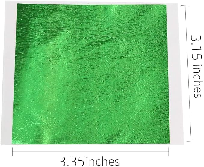 KINNO Gold Leaf Sheets for Art, Green Gold Foil Sheets, 100Pcs, Crafting Papers for Arts Painting Gilding, 3.15 x 3.35 Inches