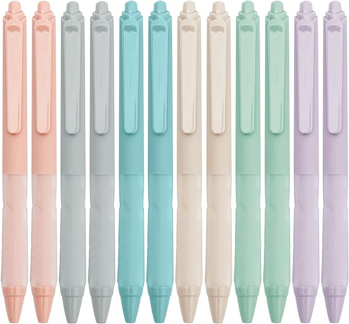 Linbsunne Ballpoint Pens Medium Point 1mm Black Pen with Super Soft Grip Ball Point Pen for Men Women Retractable Pens (12-pack)