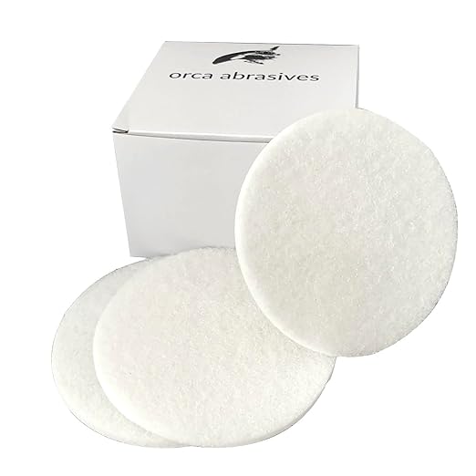 White Buffing and Polishing Pad with Hook and Loop Back | Apply Hard Wax Oils and Stain (20, 3 inch)