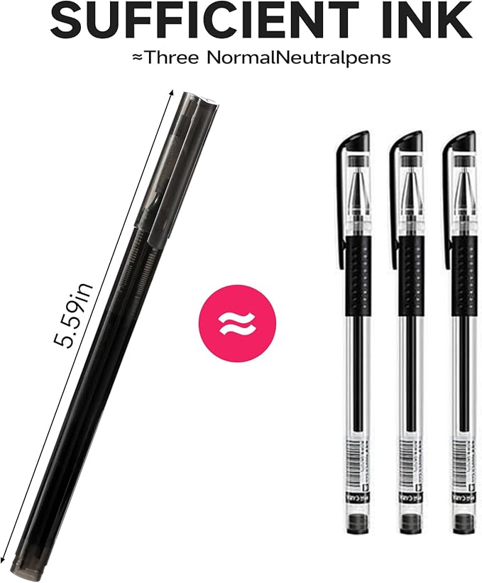RIANCY Black Fine Point Gel Pens 12Pcs 0.5mm Gel Ballpoint Pens Black Liquid Ink Pens No Smear No Bleed, Smooth Writing Pen for Journaling Note Taking Drawing Sketching Coloring Office School Supplies