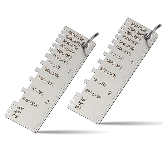 ZeeDix 2 PCS Metal Thickness Gauge Portable Steel Thickness Gauge Metal GaugeThickness Tool, Stainless Steel Plated Size Inspection Tool Welding Material Steel Gauge