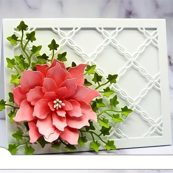 Lapoo Geometric Cutting Die for Scrapbooking - Durable, Cut Stencils for DIY Scrapbook Photo Album Decorative Paper Card, Card Making Supplies (Grid 5.6 x 4.4 in)