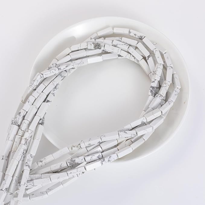 Natural White Turquoise Rectangle Tube Beads 4x13mm 38cm/str Loose Semi Gemstone Stone Beads for Making Bracelets Necklace Earrings