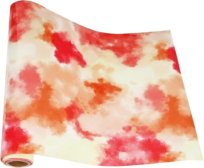 RENLI·TONG Tie Dye Heat Transfer Vinyl, 10Inch by 10ft Roll, Rainbow, Glossy, Cloth, Bohemian, Single Use, for T-Shirt, Shoes, Aprons, Jeans, Baseball Caps, Other Fabric Items