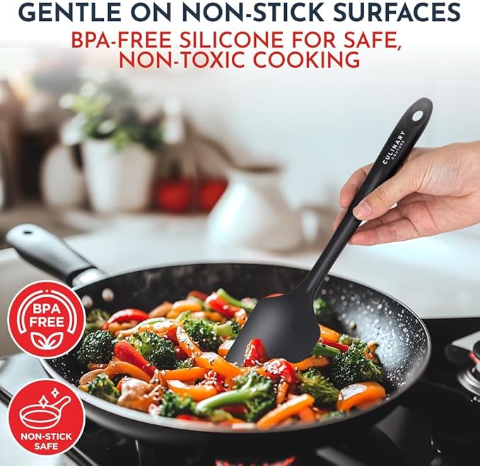 Culinary Couture 4-Piece Black Baking Spatula Set - Rubber Spatulas Silicone Heat Resistant, BPA-Free - Spatula Set for Nonstick Cookware - Silicone Baking Utensils