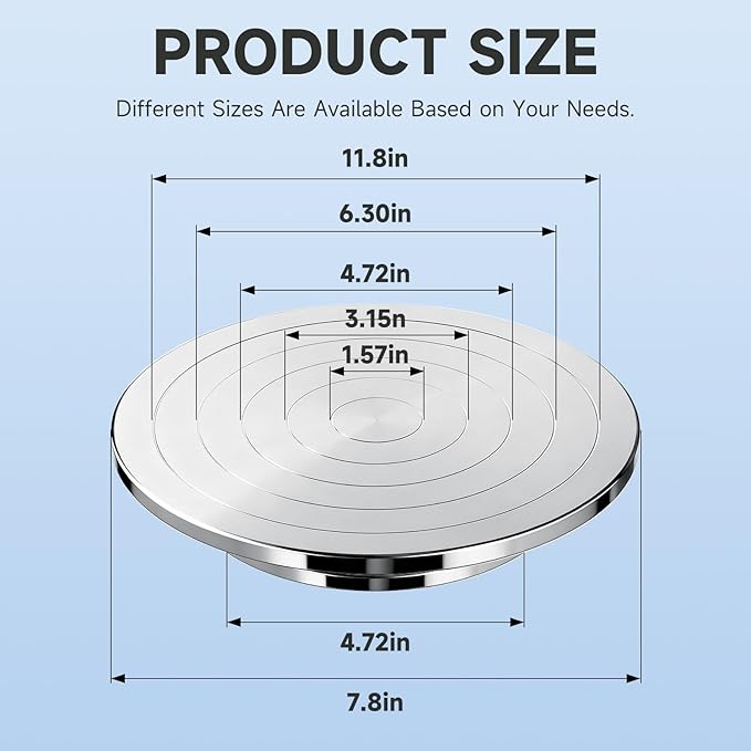 Kartols 12 Inch Sculpting Wheel, Double-Sided Pottery Turnable Wheel Aluminium Alloy Heavy Duty Metal Banding Wheel with Ball Bearings for Ceramics Model Making Clay Modeling Cake Decor Paint Spraying
