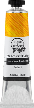 Tusc & Pine Artist Oil Paint - Gamboge Pastiche, 40 ml, Non-Yellowing, Rich & Creamy Consistency, Maximum Pigment Load, Small Batch Milled Oil Paints Made in the USA for Professional Artists
