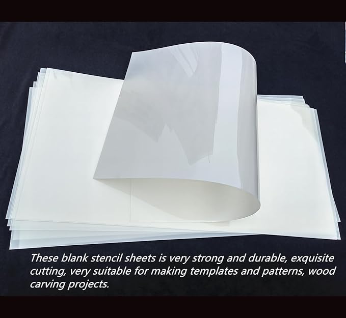 Translucent Blank Mylar Stencil Sheet for Cutting,10 Pack 12" x 24" 7.5mil/0.19mm Thick .Cutting Machines. Gift, Acetate Template Material,Craft Plastic Sheets