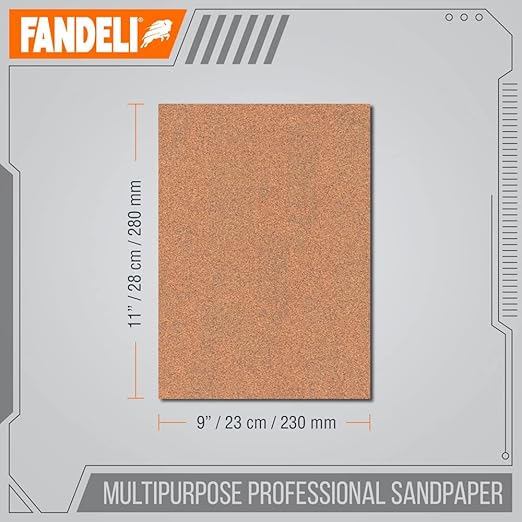 Fandeli | Multi-Purpose Sanding Paper | Assorted Grits (80,120,220) | 75 Sheets of 9'' x 11'' | Perfect for Sanding Metal and Sanding Wood | Hand Sanding | Orbital Sanders..