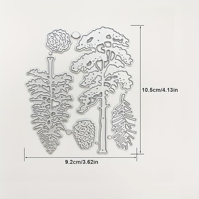 Lapoo Flowers Metal Cutting Die for Scrapbooking - Durable, Cut Stencils for DIY Scrapbook Photo Album Decorative Paper Card, Card Making Supplies, Embossing (A Set of Pine Trees 3.6 x 4.1 in)