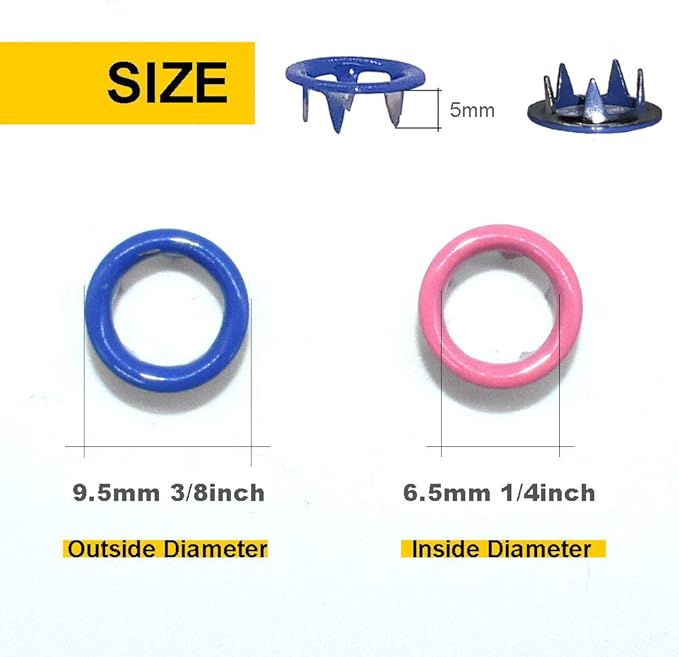 200Pcs Snap Fastener Tool Diameter 9.5mm Metal Eyelets Shoes Clothes Crafts with Heavy-Duty Eyelet Grommet Pliers