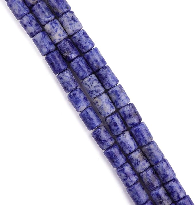 Natural Blue Sodalite Cylinder Stone Loose Semi Gemstone Beads for Jewelry Making 10mmx14mm 38cm