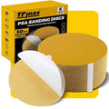 6-Inch 500-Grit Gold PSA Sanding Discs, 50 Pack – Pro-Grade Self-Adhesive Stickyback Sandpaper with Quick-Release Tabs for DA Sander, Polishing-Grade Automotive/Wood/Metal Sanding