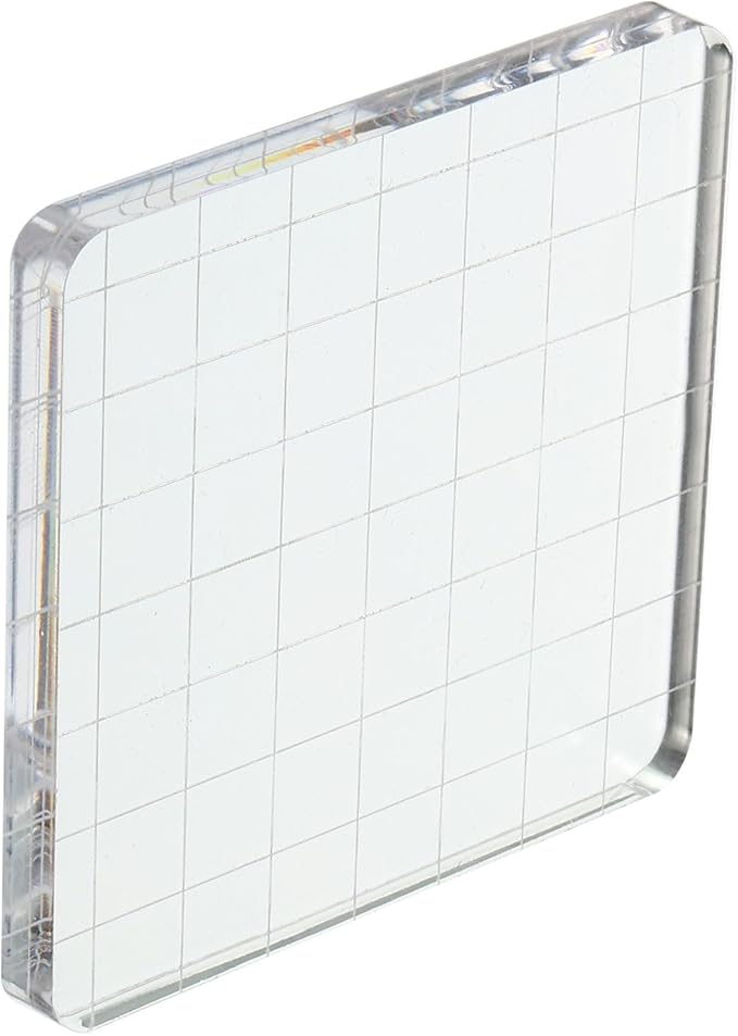 PATIKIL 3" x 3" Acrylic Stamp Block, Clear Stamping Block with Grid Lines Decorative Mounting Blocks Square for Scrapbooking DIY Crafts Card Making