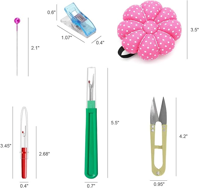 ICNOW Sewing Kit - 216 Pcs, 2 Magnetic Wrist Pincushions, 200 Straight Pins, 10 Clips, 2 Seam Rippers, 1 Scissor
