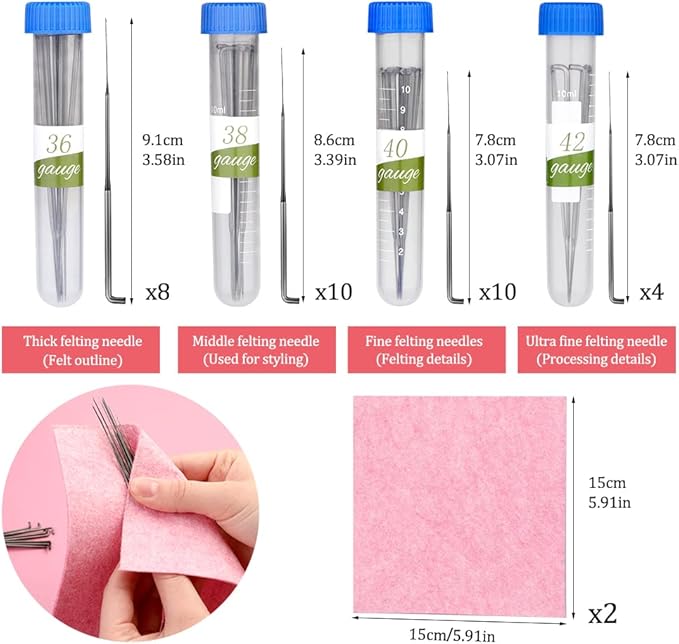 WONVOC Needle Felting Pad, 9.84 x 7.87 x 1.38'', Needle Felting Tools for Beginner Felting Tools with Felting Needle Holder, Felting Needles for Craft DIY