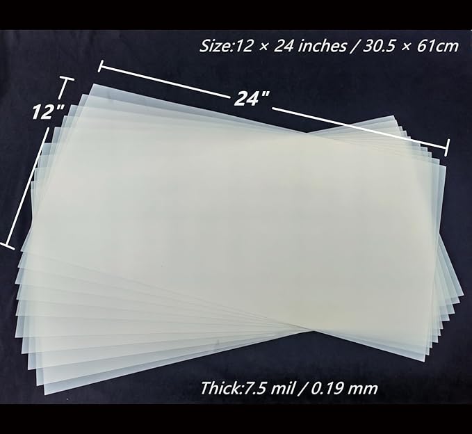 Translucent Blank Mylar Stencil Sheet for Cutting,10 Pack 12" x 24" 7.5mil/0.19mm Thick .Cutting Machines. Gift, Acetate Template Material,Craft Plastic Sheets