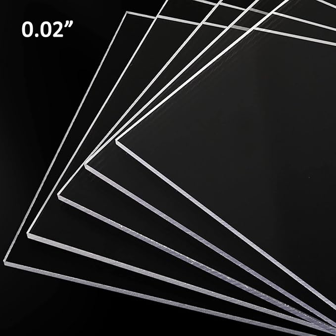 5 Pack 12x12x.02” Clear Plastic Sheet, Plexiglass Craft Plastic Sheets PET Flexible Lightweight Clear Plastic Sheets for DIY Craft Projects, Picture Frames(5, 12” x 12”x 0.02”)
