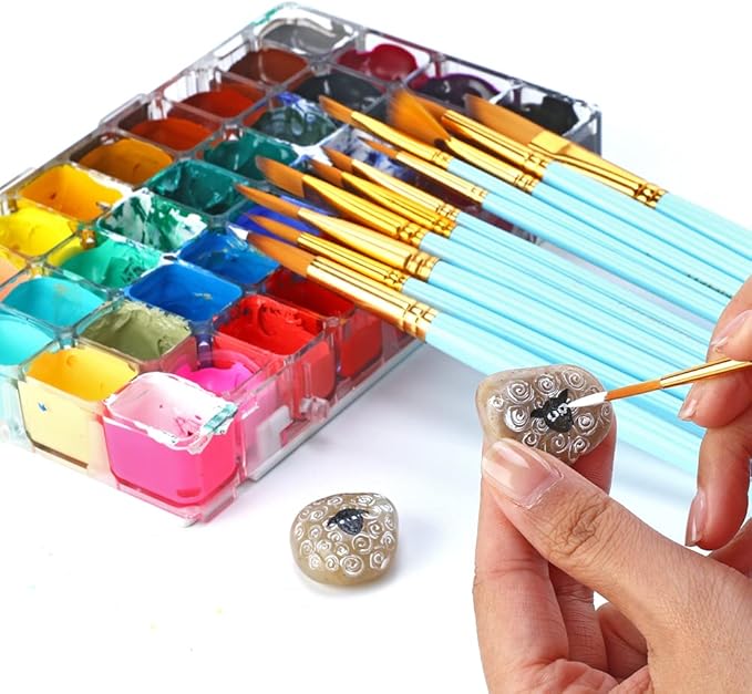 Transon Art Painting Brush Assorted Set of 12 for Acrylic Watercolor Gouache Hobby Painting