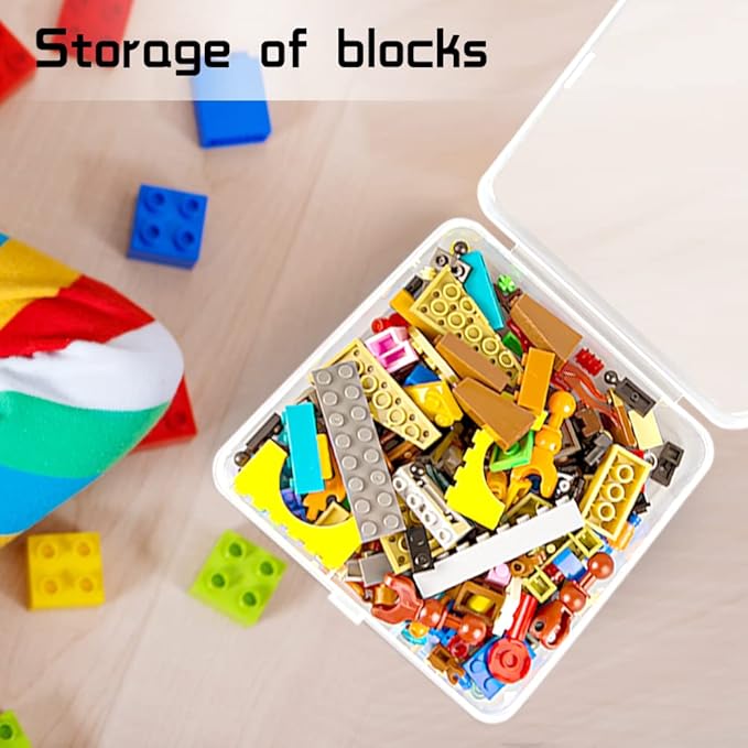 DUOFIRE Small Plastic Box Organizer Box small plastic storage containers small plastic case for Storage Beads, Jewelry and Small Items Square(5.2 x 5.2 x 1.3inch) 2 PACK