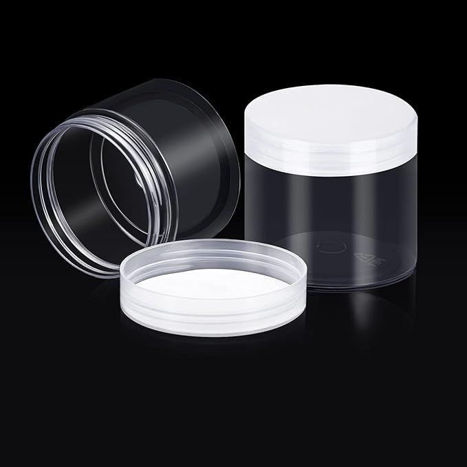 SATINIOR 12 Pack Plastic Container Jars with Lids Round Clear Travel Cosmetic Container Jars for Toiletries, Lotion, Cream, Ointments, Makeup, Rhinestone, Samples, Kitchen Storage (7 Ounce, Clear)