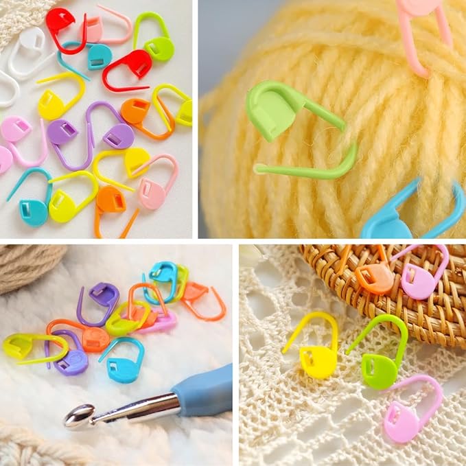 Luwans Stitch Markers for Crocheting - 50Pcs Crochet Stitch Markers for Knitting Yarn & DIY Crafts | Lightweight Plastic Crochet Pins with 8 Assorted Colors | Durable and Easy Locking, multicolored