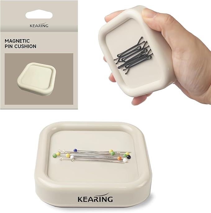 KEARING Strong Magnetic Pin Cushion Square - 8.5cm Powerful Magnet Pin Holder for Sewing - Lightweight Sewing Pin Cushion for Quilting Pins, Needles - Sewing Accessories Organizer