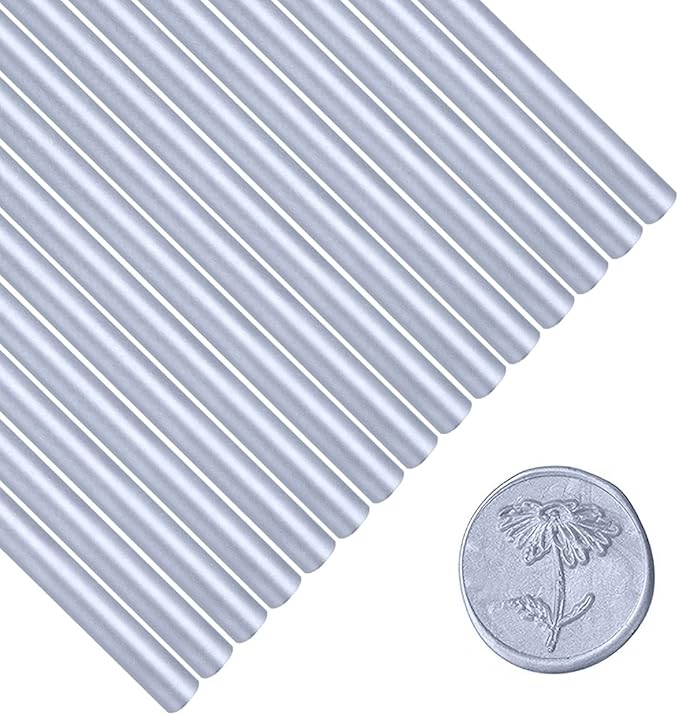 Wax Seal Sticks, Afobby 15 Pieces Glue Gun Sealing Wax Sticks for Wax Seal Stamp, Silver Wax Sealing Sticks for Wedding Invitations, Cards, Envelopes