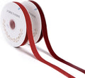 Red Velvet Ribbon 5/8'' 2 Rolls Total 30 Yards, Use for Gift Wrapping, Christmas Tree, Wreath Decoration, DIY Crafts (Burgundy, Dark Red)