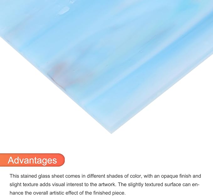 MECCANIXITY 2 Pcs Stained Glass Sheet Mosaic Tile 7.9 Inch x 5.9 Inch Teal Stained Glass Sheets for Crafts DIY Art Project