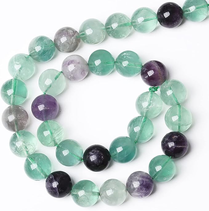 46pcs 8mm Natural Stone Beads Fluorite Gemstone Round Loose Beads for Jewelry Making DIY Bracelet Necklace 15"