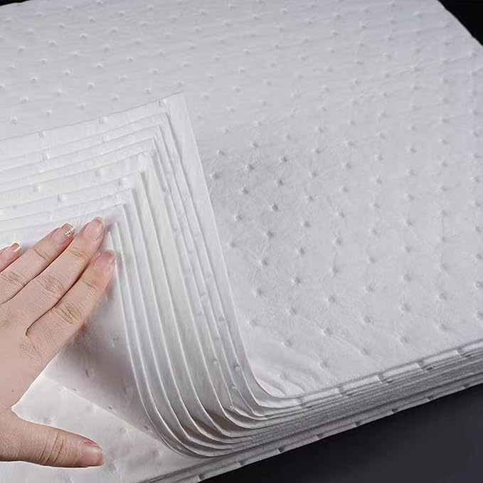 50Pads Oil Absorbing Pads,Heavyweight White Absorbing Heavy Weight 15" x 20" Oil-Only Absorbent Mat Pad…